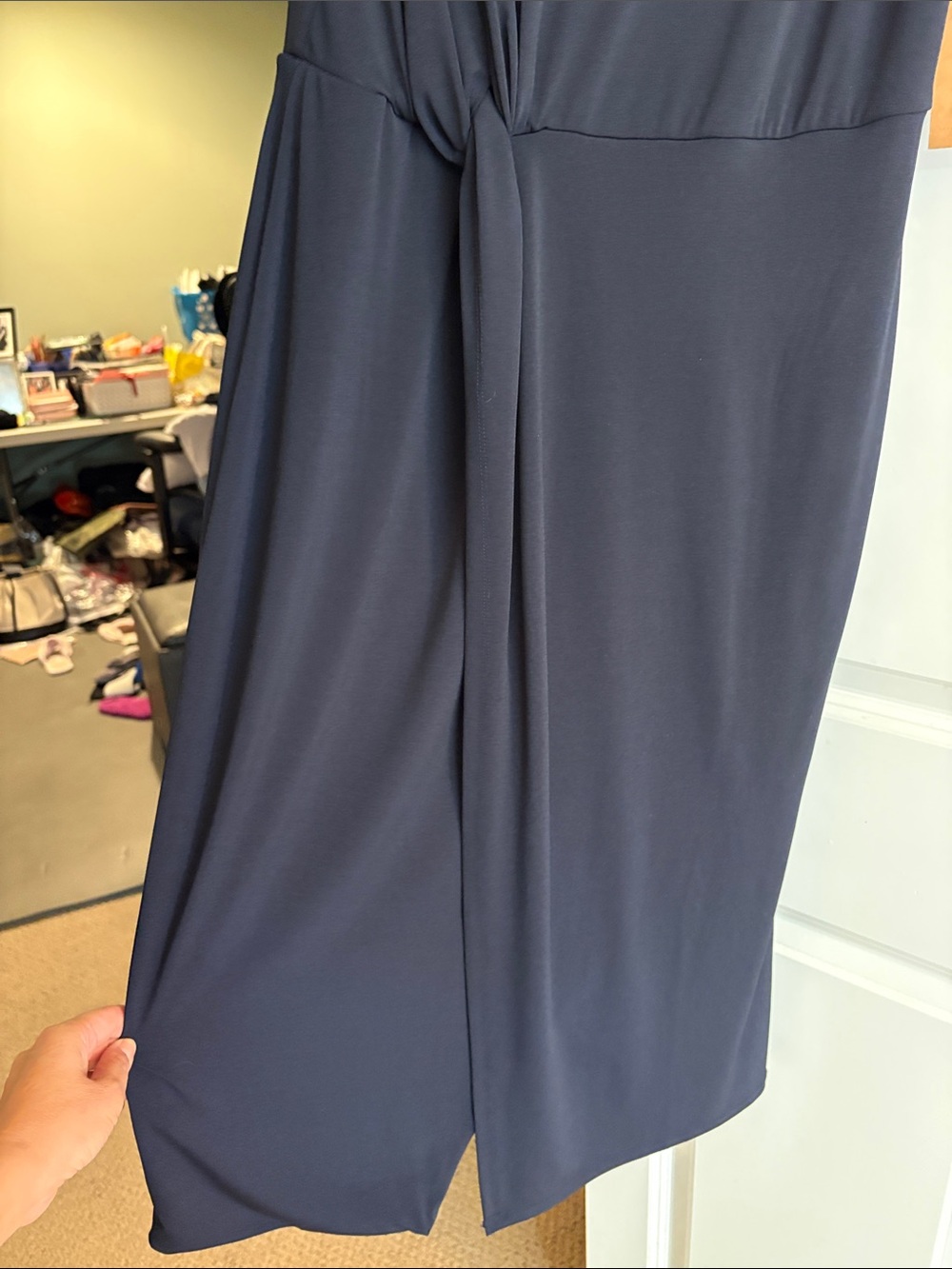 RACHEL Rachel Roy Navy Sleeveless Midi Dress with Waist Drape - Picture 8 of 9